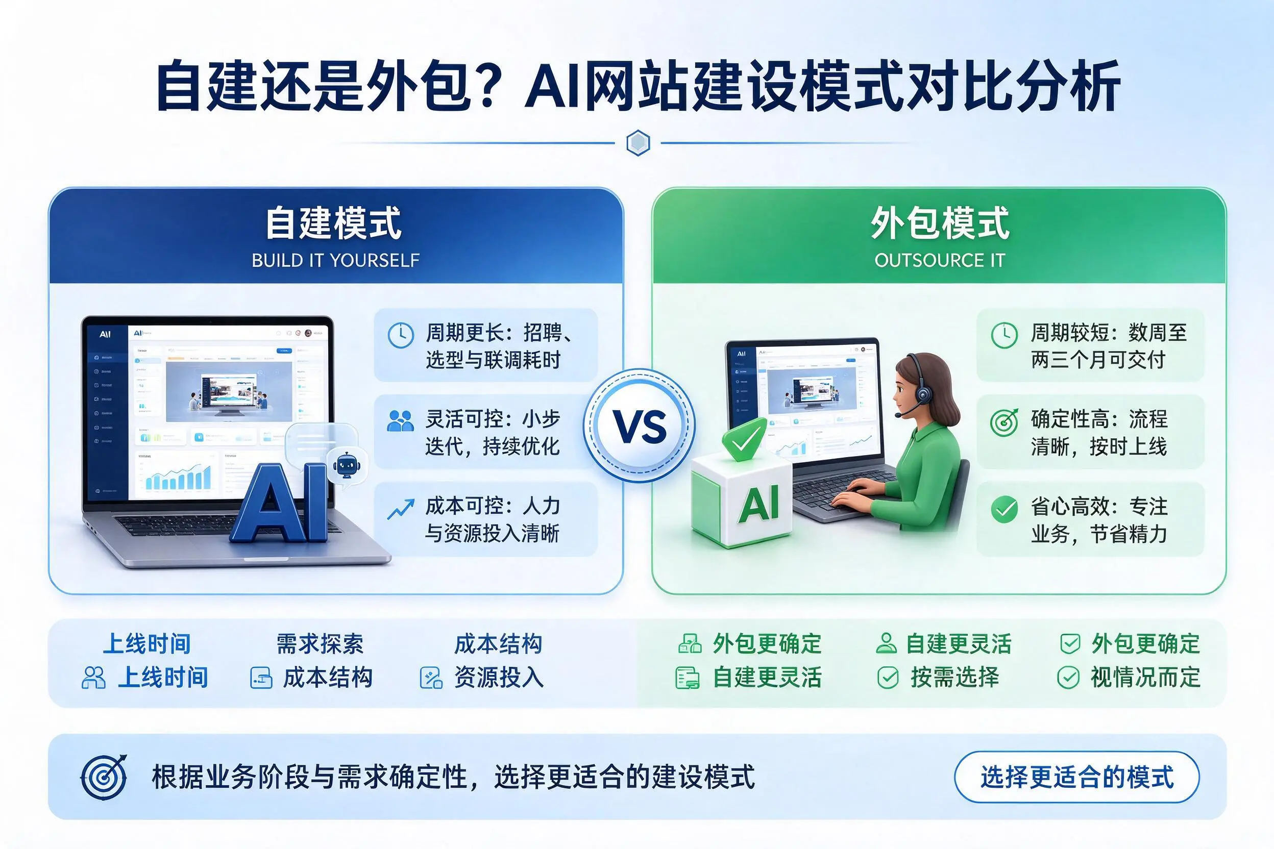 自建还是外包?怀化AI网站建设模式对比分析